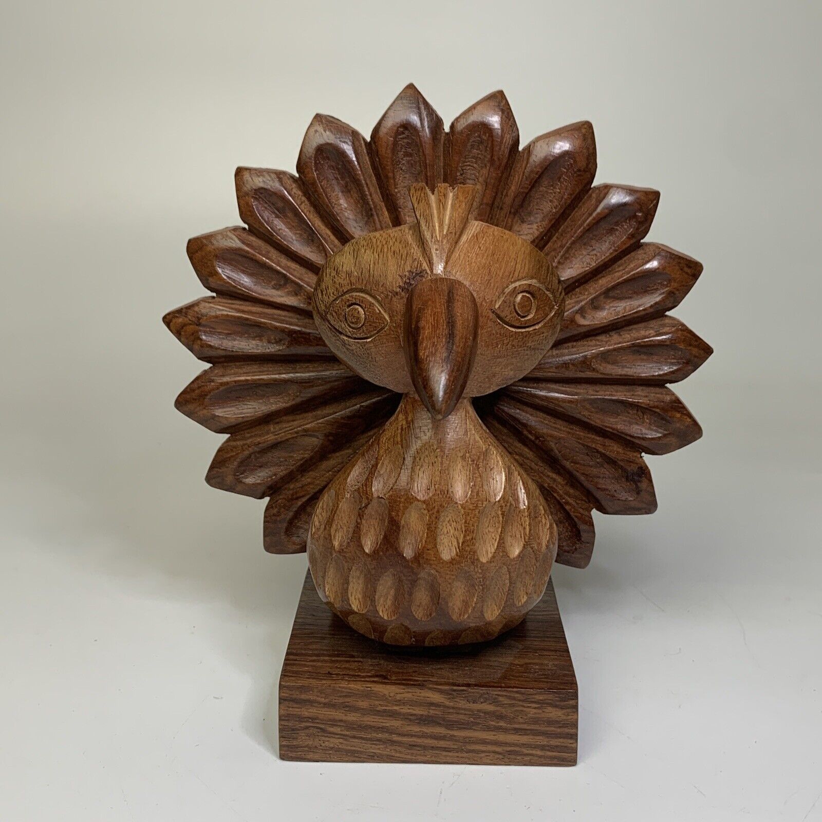 Matr Boomie Indian Rosewood Wooden Carved Peacock Bird Eye Glass Holder Decor