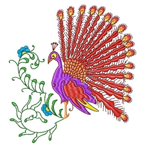 Embroidered Sweatshirt - Elegant Peacock Pe10